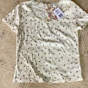 Pink Republic Cream Butterfly Lace Women's Crop Top Size L